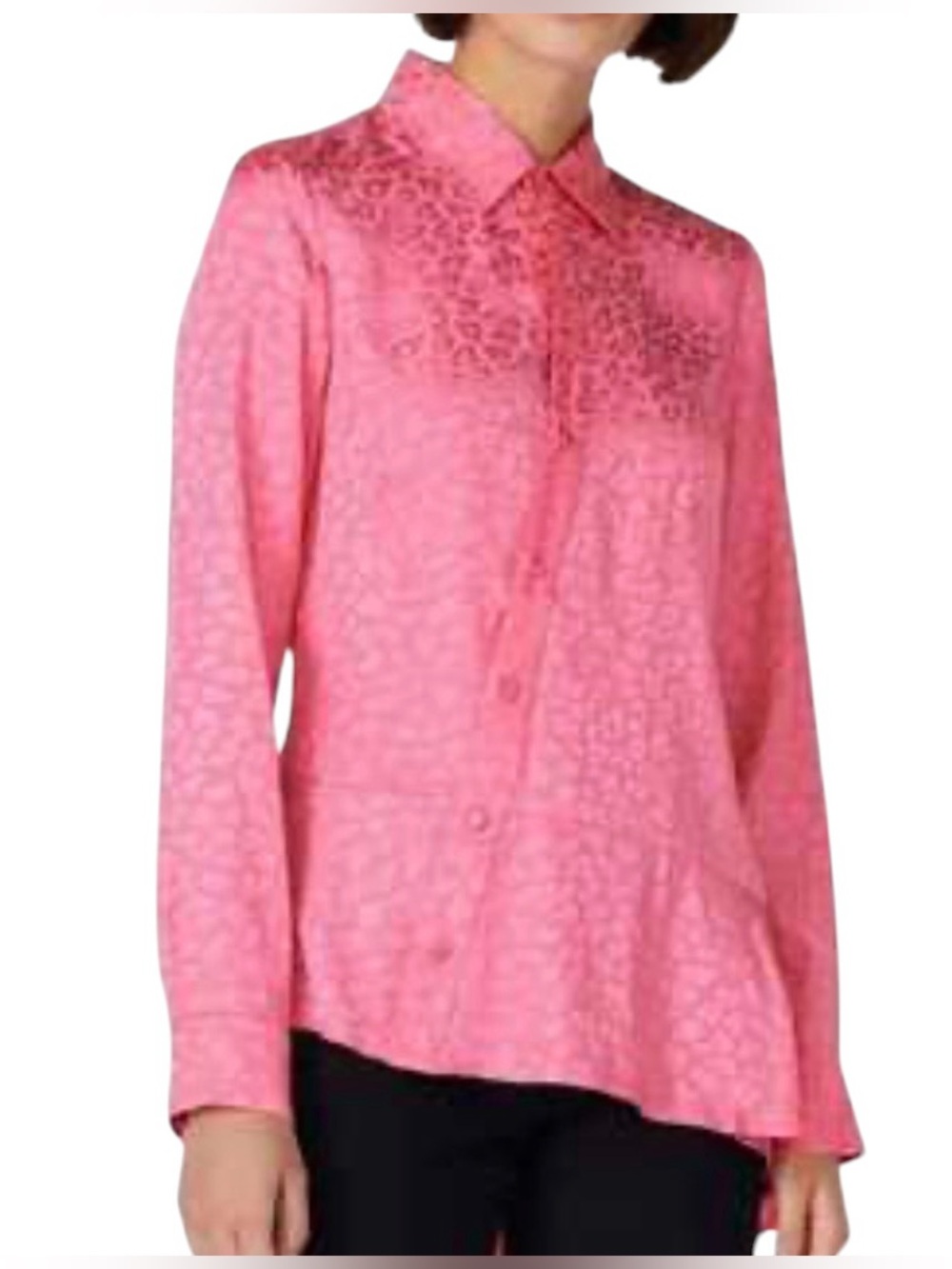 Koché Collective Pink Leopard Jacquard Asymmetrical Blouse Size 38